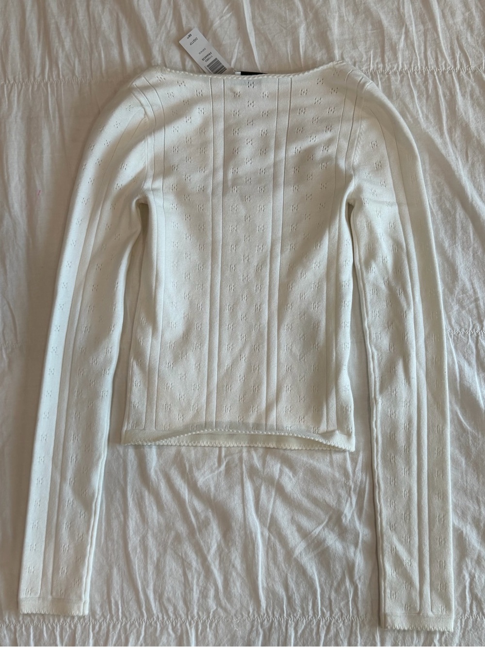 Sunday Best Pointelle Ribbed Long Sleeve Scoop Neck Top - Picture 3 of 4